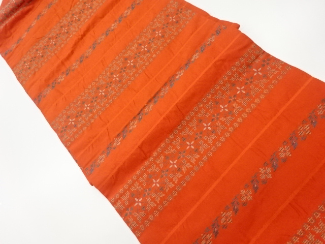 JAPANESE KIMONO / VINTAGE NAGOYA OBI / WOVEN FLORAL PLANTS & STRIPE